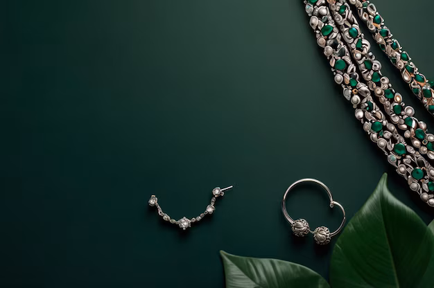 Silver jewelry on marble